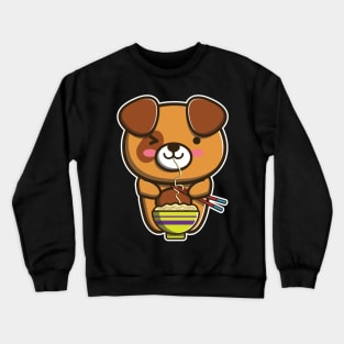 Cute Japanese Dog Eating Ramen Noodle Kawaii Dog for kids print Crewneck Sweatshirt